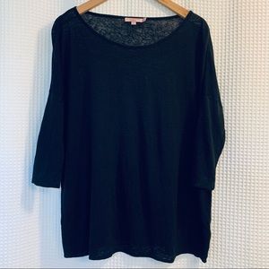 Calypso St. Barth NAOMI TEE - Black Linen Jersey Top Drop Shoulder T-Shirt SMALL